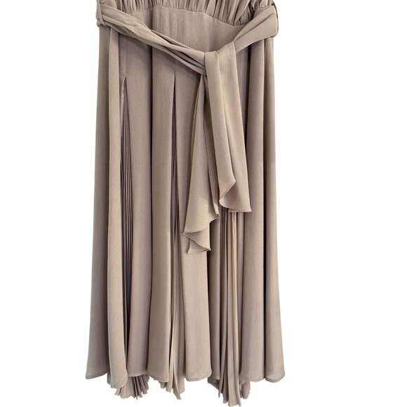 Fendi Women's Tan Pleated Chiffon Short Sleeve Midi Dress Size 42 US 6 - Picture 4 of 12